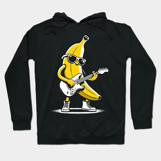 Banana Guitar Rock Music Concert Band Novelty Funny Banana Hoodie by KsuAnn